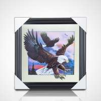 5D eagle picture for home decoration 5d lenticulat picture with wooden frame